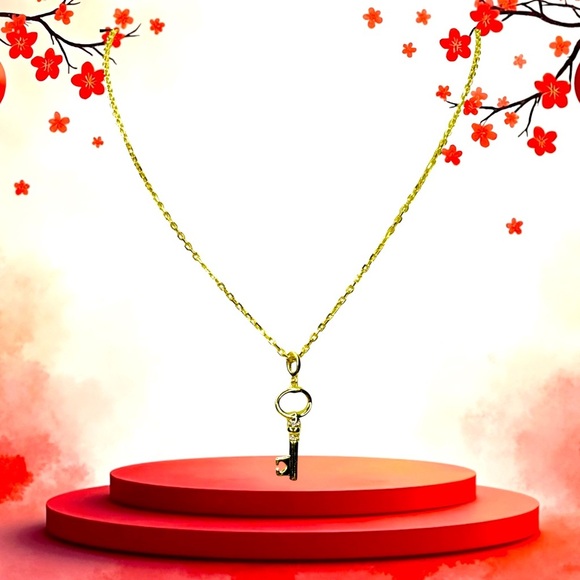 14K Gold & Sterling Silver “KEY” Necklace - Picture 1 of 4